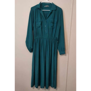 Andrea Gayle Vintage 80's Emarld Green Teal Dress Size 10